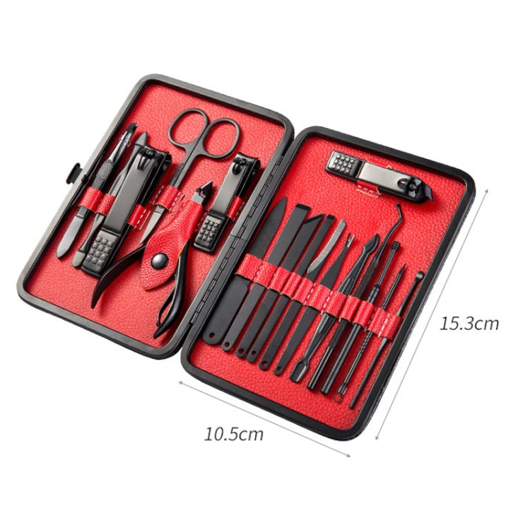 18 In 1 Nail Clippers Home Pedicure and Nail Care Tools(Black Red)