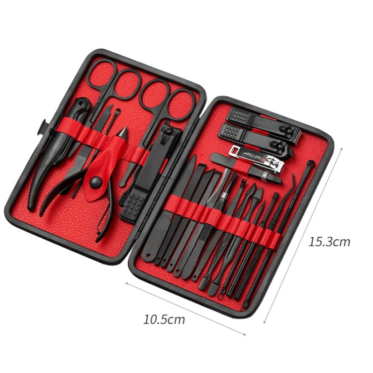 25 PCS / Set Nail Clippers Home Pedicure And Nail Care Tools, Color Classification: Black Red