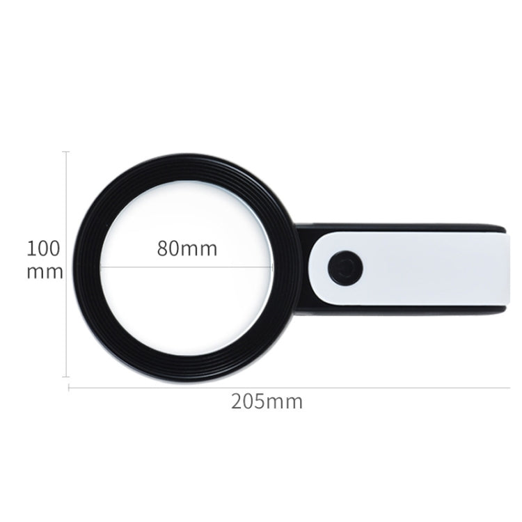 30 Times 18 LED Cool Warm Light HD Elderly Reading Repair Glass Magnifier(Black White) - Hand Held Style by PMC TechLife | Online Shopping South Africa | PMC TechLife | Buy Now Pay Later Mobicred