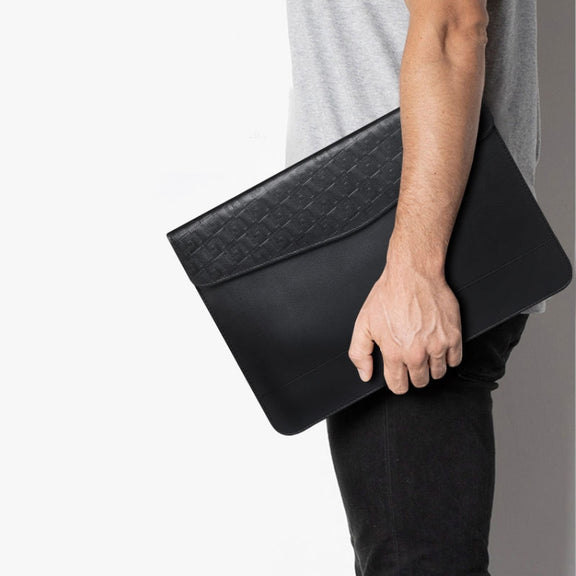 Horizontal  Embossed Notebook Liner Bag Ultra-Thin Magnetic Holster, Applicable Model: 11 -12 inch(Gray)