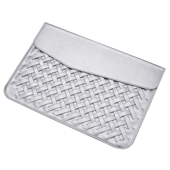 Hand-Woven Computer Bag Notebook Liner Bag, Applicable Model: 15 inch (A1707 / 1990/1398/2141)(Silver)