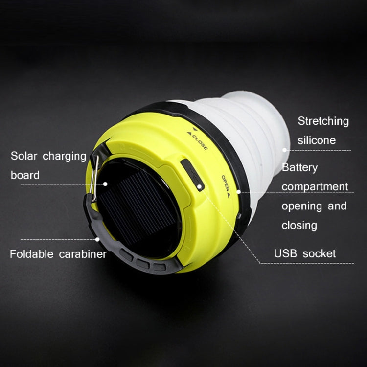 GOOFY DT-7107A Outdoor Solar USB Rechargeable Camping Light Portable Retractable Multifunctional LED Tent Light(Green)
