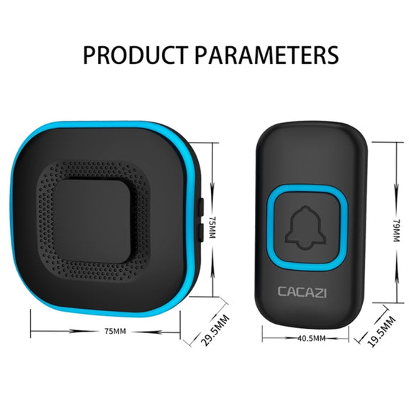 CACAZI V028F 1 For 3 Wireless Music Doorbell without Battery, Plug:US Plug(Black)