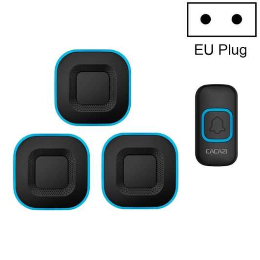 CACAZI V028F 1 For 3 Wireless Music Doorbell without Battery, Plug:EU Plug(Black) - free shipping - PMC Jewellery - Order now!