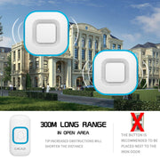 CACAZI V028F 1 For 3 Wireless Music Doorbell without Battery, Plug:UK Plug(White)