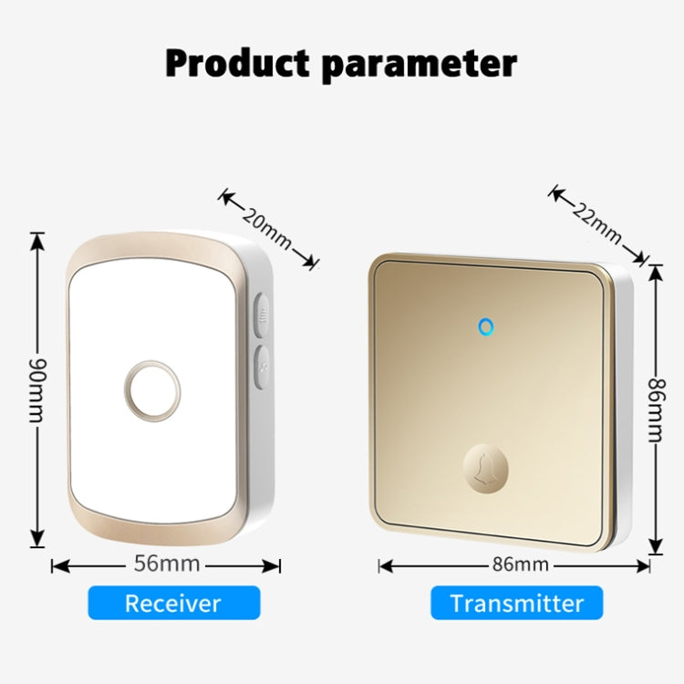 CACAZI FA50 1 For 1 Push-button Self-generating Wireless Doorbell, Plug:US Plug(Gold) - Wireless Doorbell by CACAZI | Online Shopping South Africa | PMC TechLife | Buy Now Pay Later Mobicred