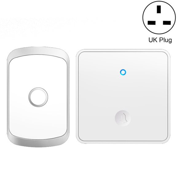 CACAZI FA50 1 For 1 Push-button Self-generating Wireless Doorbell, Plug:UK Plug(White)