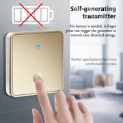 CACAZI FA50 1 For 1 Push-button Self-generating Wireless Doorbell, Plug:UK Plug(Black)