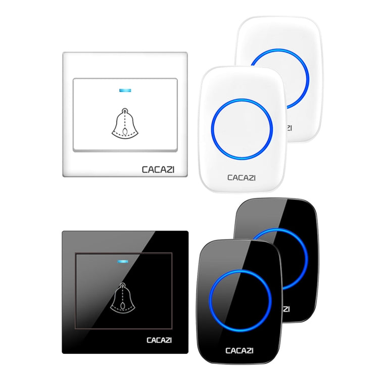CACAZI H10 1 For 2 Home Wireless Music Doorbell without Battery, Plug:US Plug(White)