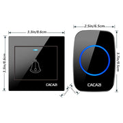 CACAZI H10 1 For 2 Home Wireless Music Doorbell without Battery, Plug:EU Plug(White)