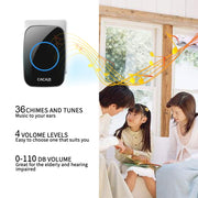 CACAZI H10 1 For 2 Home Wireless Music Doorbell without Battery, Plug:EU Plug(White)
