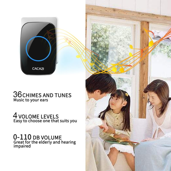 CACAZI H10 1 For 2 Home Wireless Music Doorbell without Battery, Plug:EU Plug(White)