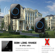 CACAZI H10 1 For 2 Home Wireless Music Doorbell without Battery, Plug:EU Plug(Black)