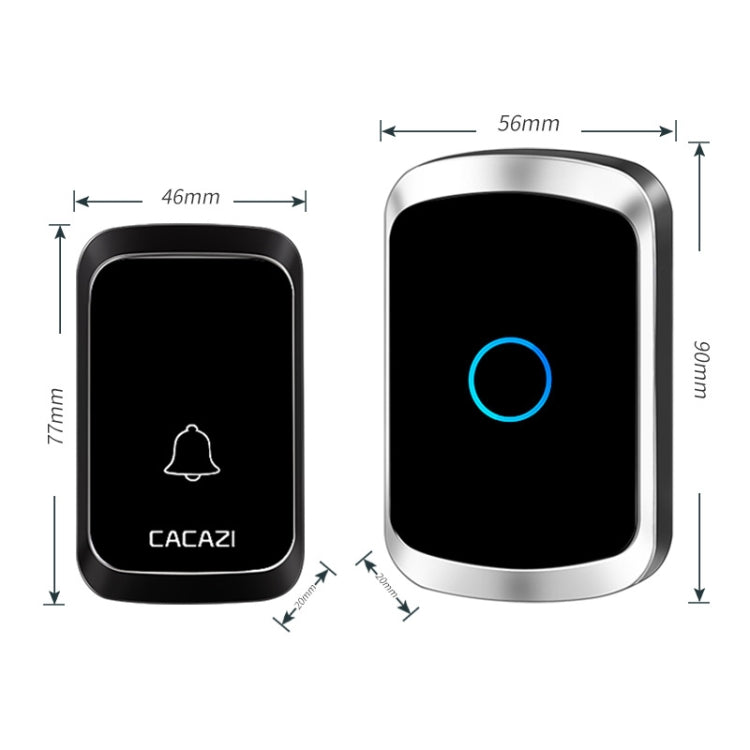 CACAZI A50 1 For 1 Wireless Music Doorbell without Battery, Plug:EU Plug(Black)