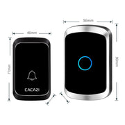 CACAZI A50 1 For 1 Wireless Music Doorbell without Battery, Plug:UK Plug(Black)