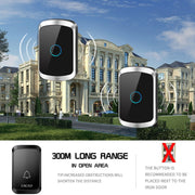 CACAZI A50 1 For 1 Wireless Music Doorbell without Battery, Plug:UK Plug(Black)