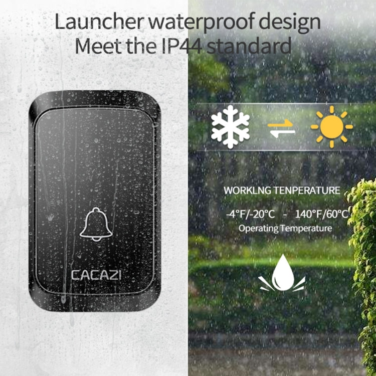 CACAZI A50 1 For 1 Wireless Music Doorbell without Battery, Plug:UK Plug(Black)