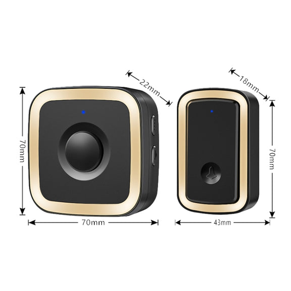 CACAZI A58 1 For 1 Smart Wireless Doorbell without Battery, Plug:UK Plug(Black Gold)