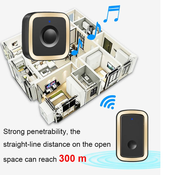 CACAZI A58 1 For 1 Smart Wireless Doorbell without Battery, Plug:UK Plug(Black Gold)