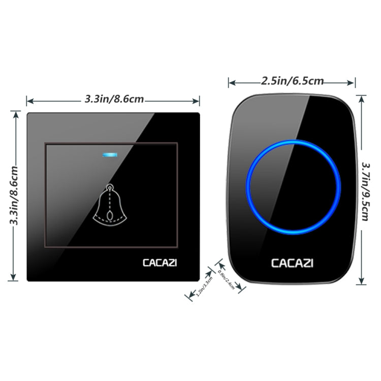 CACAZI H10 1 For 1 Wireless Smart Doorbell without Battery, Plug:US Plug(Black)