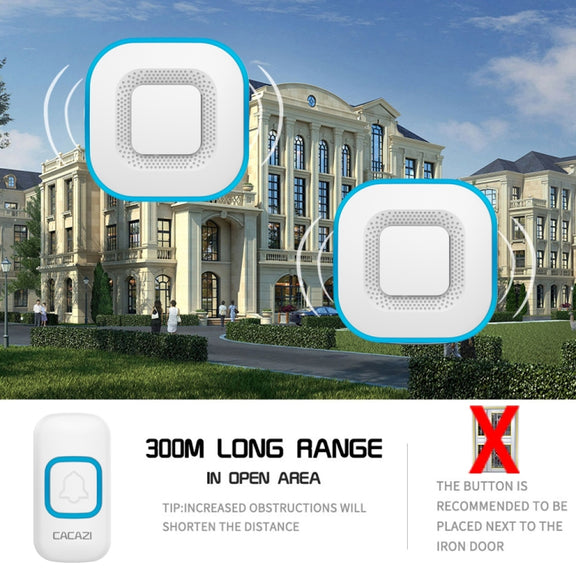 CACAZI V028F Wireless Music Doorbell without Battery, Plug:EU Plug(Black)