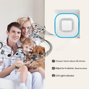 CACAZI V028F Wireless Music Doorbell without Battery, Plug:EU Plug(Black)