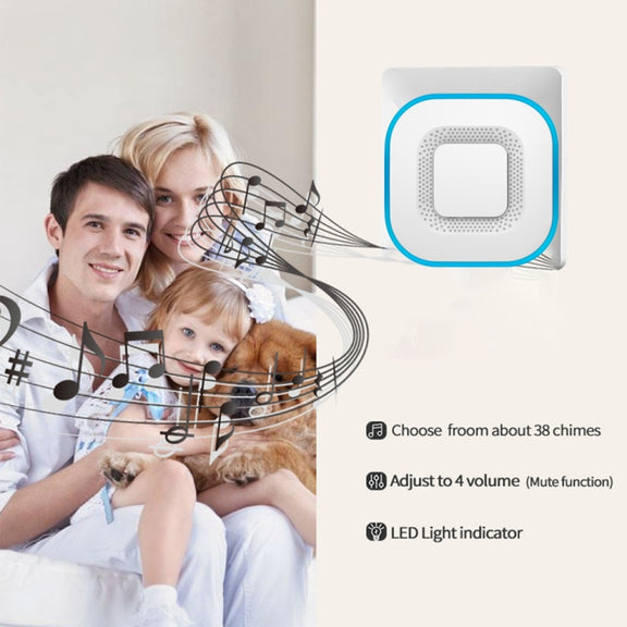 CACAZI V028F Wireless Music Doorbell without Battery, Plug:EU Plug(Black)