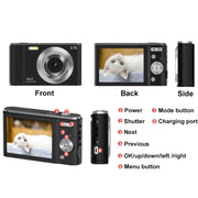DC303A 2.8-Inch 4K 16X Zoom HD Digital Camera Mini Children Photography Camera UK Plug(Purple Blue)