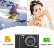 DC303A 2.8-Inch 4K 16X Zoom HD Digital Camera Mini Children Photography Camera US Plug(Pink)