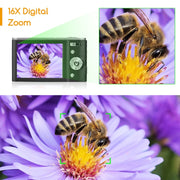 DC303A 2.8-Inch 4K 16X Zoom HD Digital Camera Mini Children Photography Camera EU Plug(Pink)