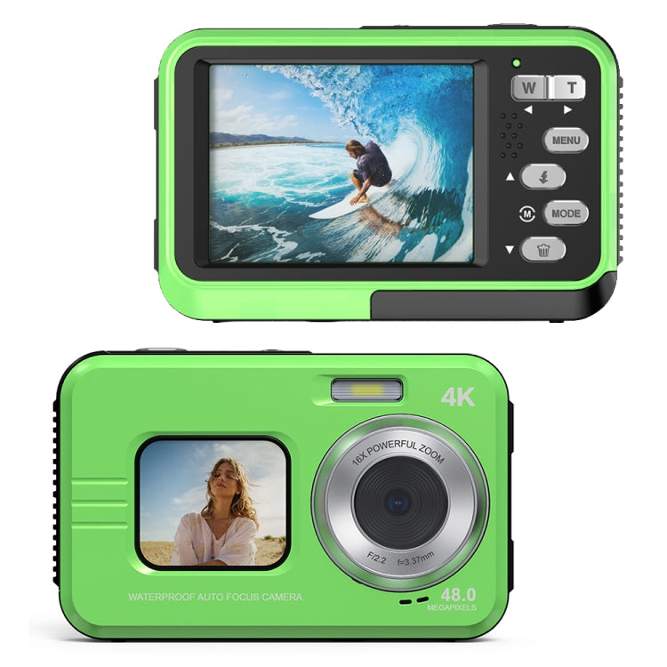 WDC901 3.5m Waterproof 48MP HD Dual Screen Outdoor Sports Digital Camera US Plug(Green) - Children Cameras by PMC TechLife | Online Shopping South Africa | PMC TechLife | Buy Now Pay Later Mobicred