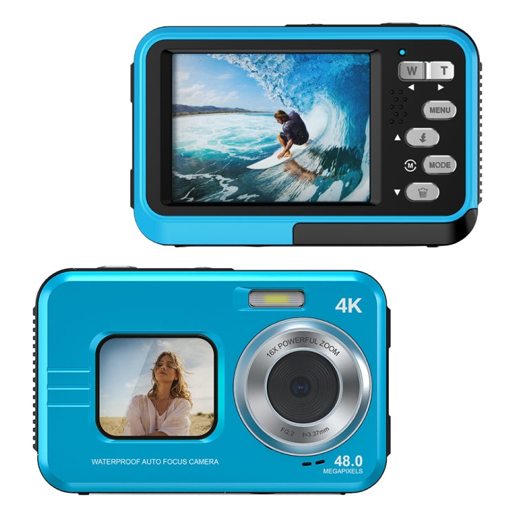 WDC901 3.5m Waterproof 48MP HD Dual Screen Outdoor Sports Digital Camera EU Plug(Blue) - Children Cameras by PMC TechLife | Online Shopping South Africa | PMC TechLife | Buy Now Pay Later Mobicred