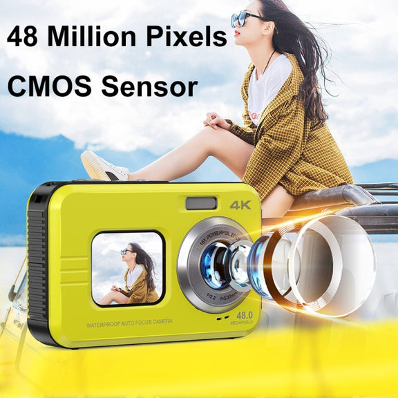 WDC901 3.5m Water-resistant 48MP HD Dual Screen Outdoor Sports Digital Camera EU Plug(Green)