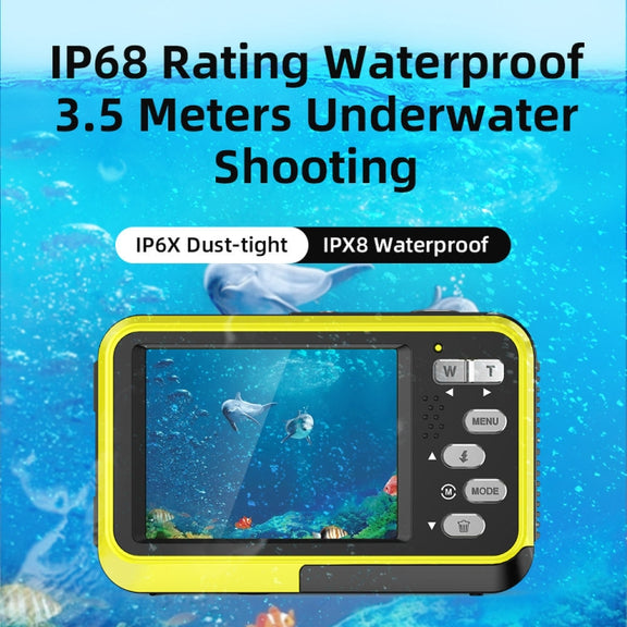 WDC901 3.5m Water-resistant 48MP HD Dual Screen Outdoor Sports Digital Camera UK Plug(Yellow)