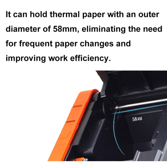 Xprinter XP-T58L 58mm Supermarket Cashier Receipt Thermal Printer, Spec: USB Port(UK Plug)