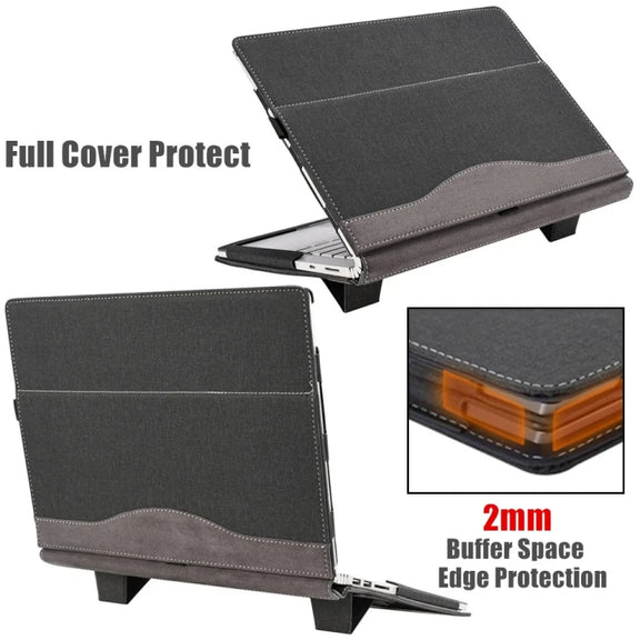 For Samsung Galaxy Book Flex 2020 15.6 inch Leather Laptop Anti-Fall Protective Case With Stand(Dark Blue)