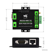 Waveshare Industrial Grade Serial Server RS232/485 to WiFi / Ethernet RJ45 Network Port with POE Support