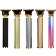 Hollow T-Shaped Steel Head Hair Trimmer USB Charging Carving Electric Hair Clipper, Color: Silver