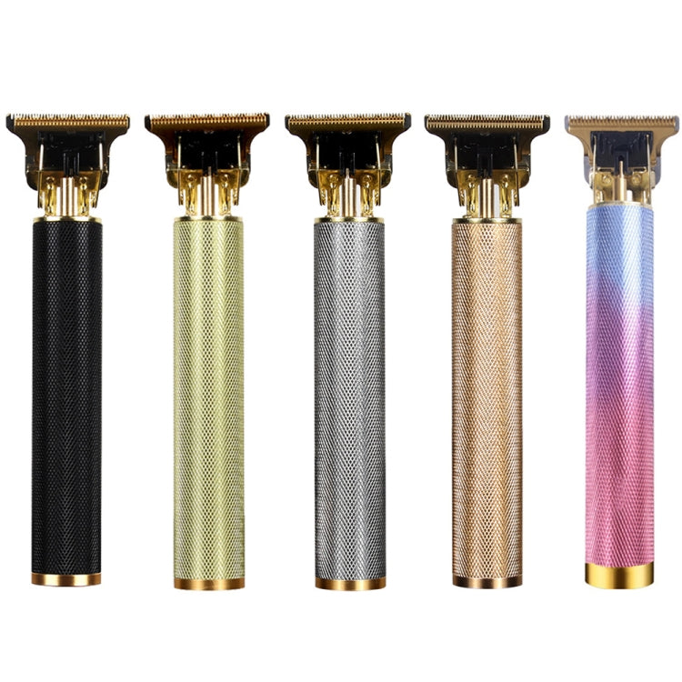 Hollow T-Shaped Steel Head Hair Trimmer USB Charging Carving Electric Hair Clipper, Color: Silver