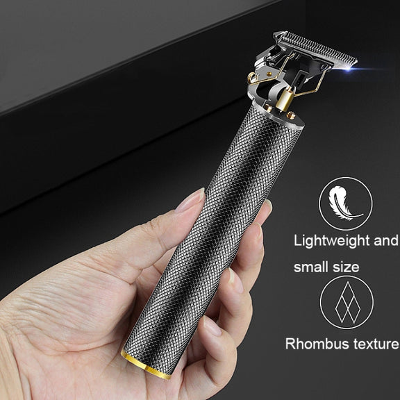 Hollow T-Shaped Steel Head Hair Trimmer USB Charging Carving Electric Hair Clipper, Color: Gradient