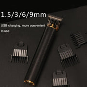 Hollow T-Shaped Steel Head Hair Trimmer USB Charging Carving Electric Hair Clipper, Color: Silver