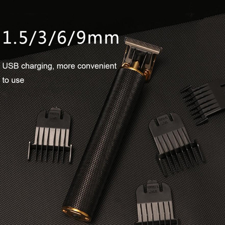 Hollow T-Shaped Steel Head Hair Trimmer USB Charging Carving Electric Hair Clipper, Color: Silver