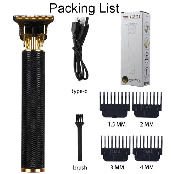 Hollow T-Shaped Steel Head Hair Trimmer USB Charging Carving Electric Hair Clipper, Color: Gradient