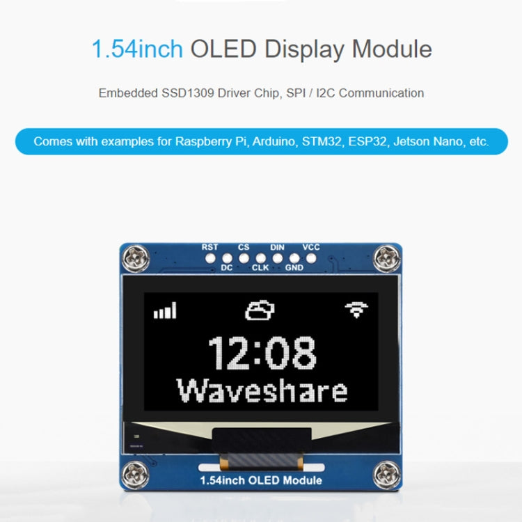 Waveshare 1.54 Inch OLED Display Module, 128��64 Resolution, SPI / I2C Communication(White)