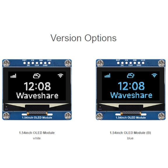 Waveshare 1.54 Inch OLED Display Module, 128��64 Resolution, SPI / I2C Communication(White)