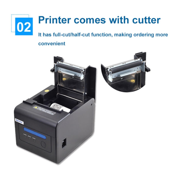 Xprinter XP-C300H 80mm Sound And Light Alarm Store Cashier Rreceipt Thermal Printer, Spec: USB+COM+LAN(EU Plug)