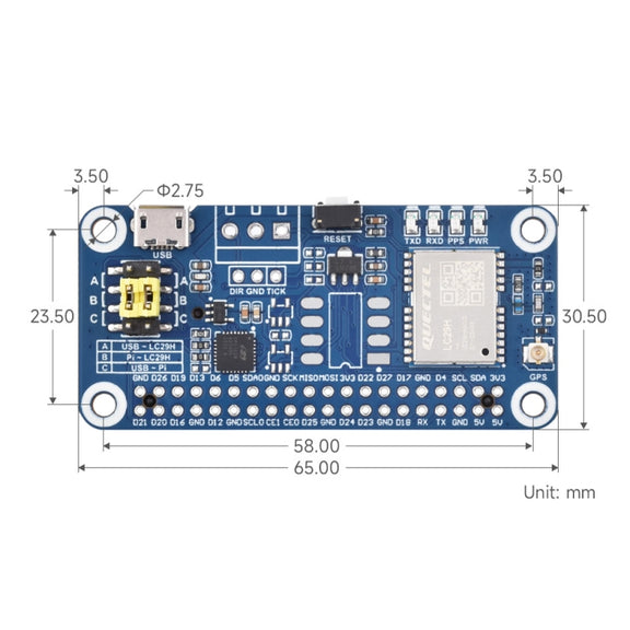 Waveshare For Raspberry Pi LC29H Series Dual-Band L1+L5 Positioning GPS Module, Spec: (AA) GPS HAT