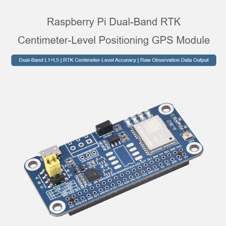 Waveshare For Raspberry Pi LC29H Series Dual-Band L1+L5 Positioning GPS Module, Spec: (BS) GPS/RTK HAT