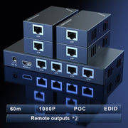 60m 1x4 HDMI Splitter POC Distribution Extender Supports 1080P@60Hz, Plug: AU Plug