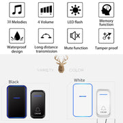 CACAZI Home Smart Digital Wireless Doorbell Remote Electronic Doorbell Elderly Pager, Style: US Plug(Black)